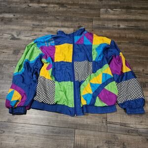 Vintage Indications windbreaker womens size Large color block 90s Y2K 2420